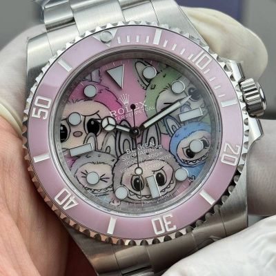 Clean Factory Rolex & Labubu Submariner Pink 40mm 3135 Movement SS Strap Men Watch